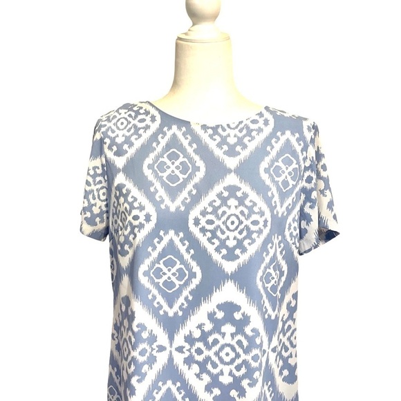 LULUS Give Me A Print Lined Mini Shift Dress Light Blue - Picture 5 of 7